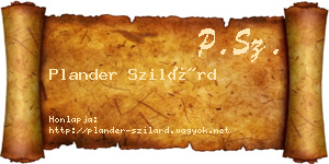 Plander Szilárd névjegykártya
